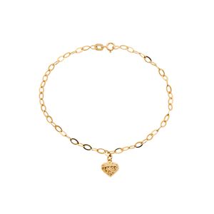 Pulseira De Ouro 18k Coração Quadriculado