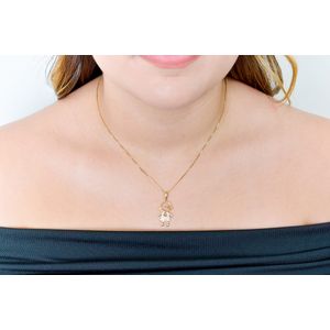 Pingente De Ouro 18k Menino Vazado De 22MM Com Zircônias