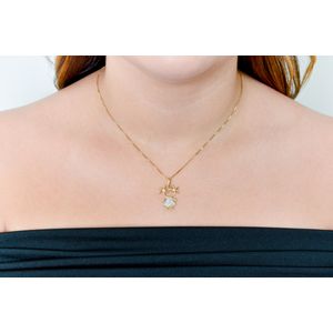 Pingente De Ouro 18k Menina Vazado De 22MM Com Zircônias