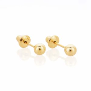Brinco Esferas  infantil De Ouro 18K 3mm
