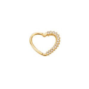 Piercing Coração Cartilagem Cravejado De Ouro 18k