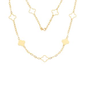 Colar Chocker De Ouro 18k Trevo Liso e Vazado 45cm