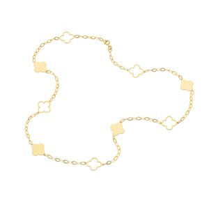 Colar Chocker De Ouro 18k Trevo Liso e Vazado 45cm