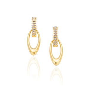 Brinco de Ouro 18k Com Argola e detalhe navete