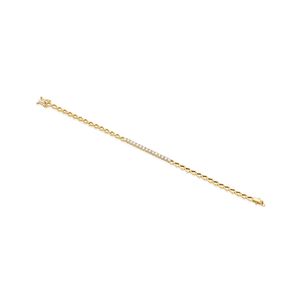 Pulseira De Ouro 18k Riviera Com brilhante e Corrente Elos