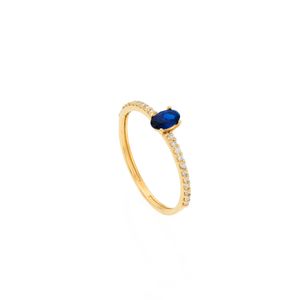 Anel De Ouro 18k Com Zircônia Safira