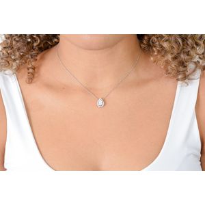 Colar Gota Em Prata 925 Com Bordas Cravejadas 40cm