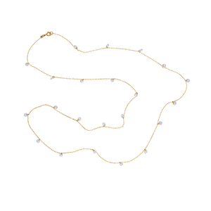 Colar De Ouro 18K Pedrinhas Brancas 45cm