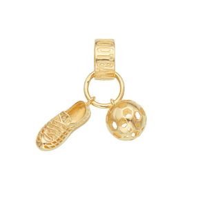 Pingente Esportivo De Ouro 18K Bola de Futebol e Chuteira