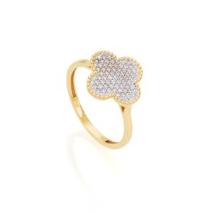 Anel Trevo De Ouro 18k Cravejado