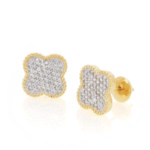 Brinco Trevo De Ouro 18k Cravejado