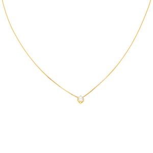 Colar Chocker Solitário De Ouro 18k e Brilhante 40cm