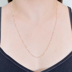 Colar Safira Bege Com Pérolas De Àgua Doce De Ouro 18k 60cm