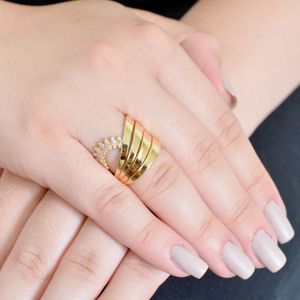 Anel de Ouro 18k 4 Aros com detalhe navete