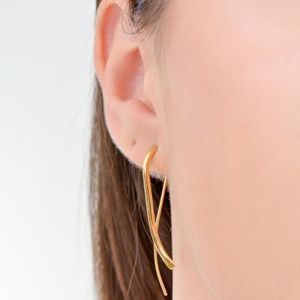 Brinco De Ouro 18k Gancho Torcido