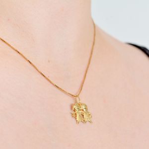 Pingente Filhos 2 Meninas De Ouro 18K E Pedras de Zircônia