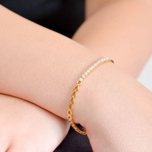 Pulseira De Ouro 18k Riviera Com brilhante e Corrente Elos
