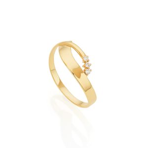 Anel Organic Essence De Ouro 18k E Topázios Brancos