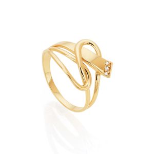 Anel Organic Essence De Ouro 18k E Topázios Brancos