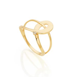 Anel Organic Essence De Ouro 18k E Topázio Branco