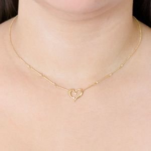 Colar  Organic Essence Coração De Ouro 18k E Topázios Brancos 45cm