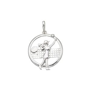 Pingente Quadra Esportiva De Prata 925 Tenista Feminina