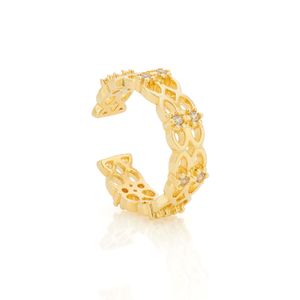 Piercing Fake Ouro 18k Vazado com  Zircônia