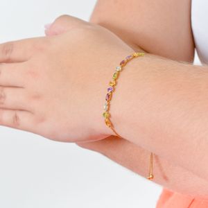 Pulseira De Ouro 18K Mix Gemas Brasileiras