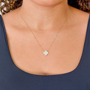 Colar Trevo De Ouro 18k Cravejado 45cm