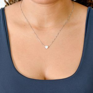 Colar Prata 925 Coração De Madre Pérola 40cm