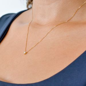 Colar Chocker Solitário De Ouro 18k e Brilhante 40cm