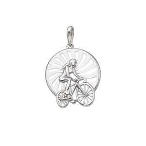 Pingente Esportivo De Prata 925 Ciclista