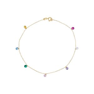 Pulseira De Ouro 18K Com Pedrinhas De Zircônia Colorida 19cm