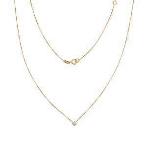Colar Chocker Solitário De Ouro 18k e Brilhante 5pts 40cm