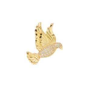 Pingente De Ouro 18k Pássaro Cravejado