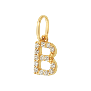 Pingente Letra B De Ouro 18K E Pedras De Zircônia