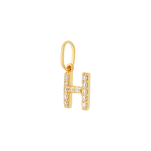 Pingente Letra  H  De Ouro 18K E Pedras De Zircônia
