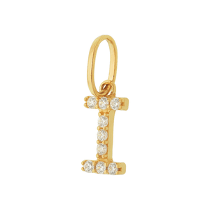 Pingente Letra  I De Ouro 18K E Pedras De Zircônia