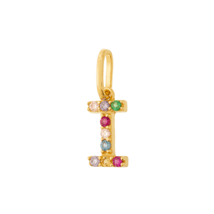 Pingente Letra  I De Ouro 18K E Pedras De Zircônia