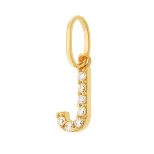 Pingente Letra  J  De Ouro 18K E Pedras De Zircônia