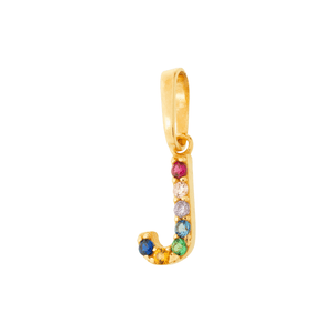 Pingente Letra  J  De Ouro 18K E Pedras De Zircônia