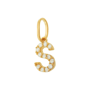 Pingente Letra S De Ouro 18K E Pedras De Zircônia