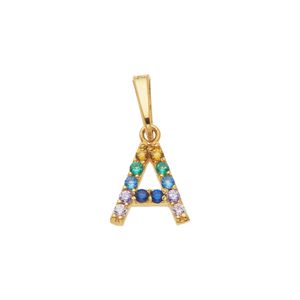 Pingente Letra A De Ouro 18K E Pedras  De Zircônia