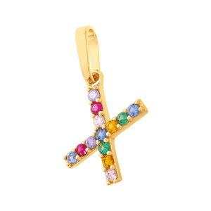 Pingente Letra X De Ouro 18K E Pedras De Zircônia