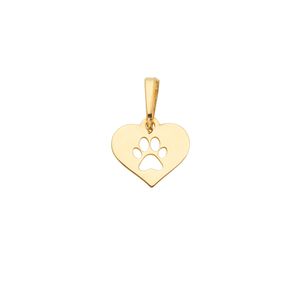 Pingente De Ouro 18k Coração Com Pata De Pet