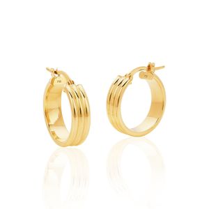 Argola De Ouro 18k Fio Triplo Unido 25mm