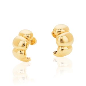 Brinco Bold De Ouro 18k Gomos Lisos
