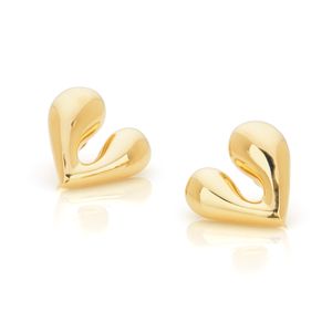 Brinco De Ouro 18K Coração Orgânico