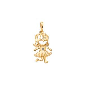 Pingente Filhos De Ouro 18k Menina Com Zircônia