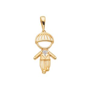 Pingente Filhos De Ouro 18k Menino Com Terninho 24mm